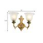 Frendorf | 1/2-Head Bell Wandlamp Vintage Stijl Opal Glass Wandmontage Lamp met Gouden Gebogen Arm voor Bedzijde