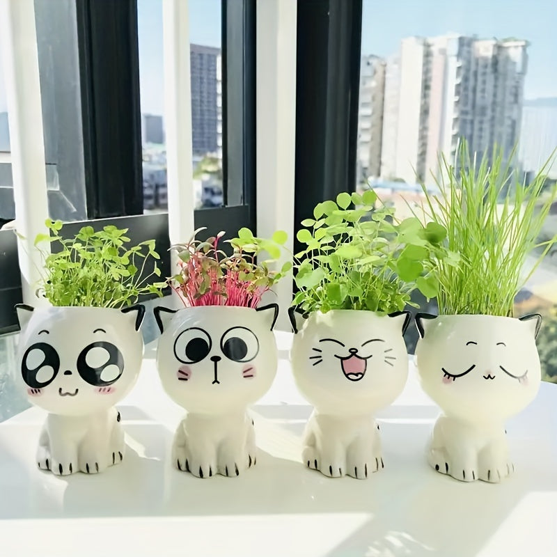 Frendorf | PurrBloom Sukkulententöpfe | Katzen-Pflanztöpfe | Niedlich & Stilvoll | Verschiedene Designs