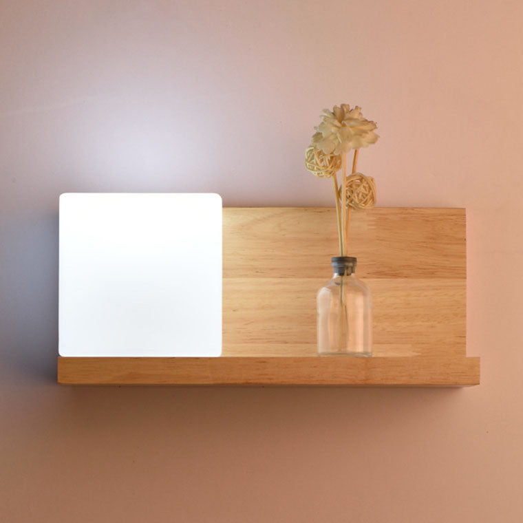 Frendorf | ZenSquare Wandlampe | Japanisches Minimalistisches Design | Holz & Glas | 1-Licht