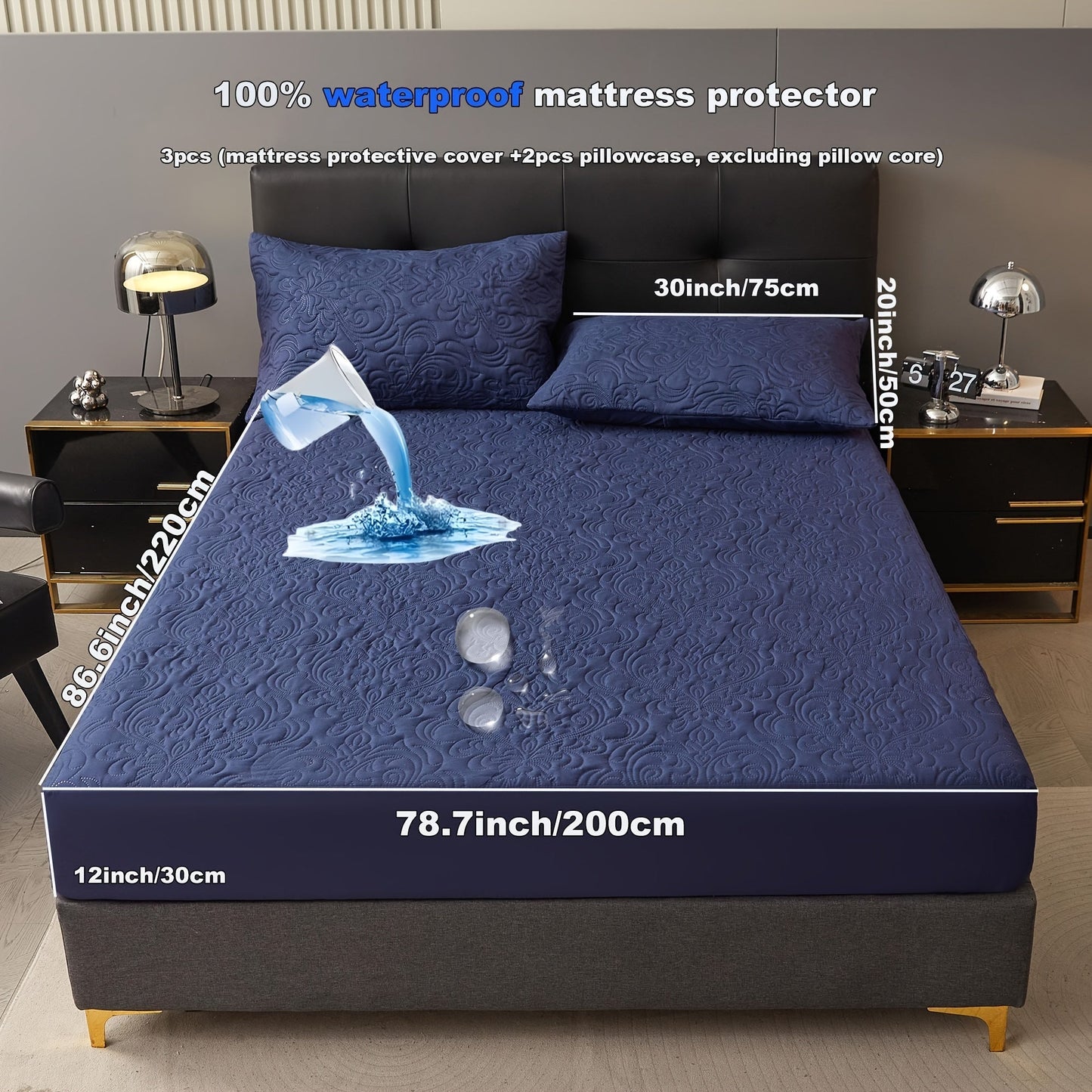 3-teiliger wasserdichter Matratzenschoner Set – Atmungsaktiv, Staubdicht, Rutschfest, Maschinenwaschbar, Spannbettlaken mit tiefem Pocket für alle Jahreszeiten