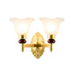 Frendorf | 1/2-Head Wandlamp met Bloemblad Schaduw Opal Glas Vintage Stijl Slaapkamer Wandlamp in Goud