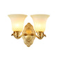 Frendorf | Traditionele klokkenvorm wandverlichting 1/2-licht gematteerd glas wandlamp met gouden metalen arm
