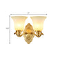 Frendorf | Traditionele klokkenvorm wandverlichting 1/2-licht gematteerd glas wandlamp met gouden metalen arm