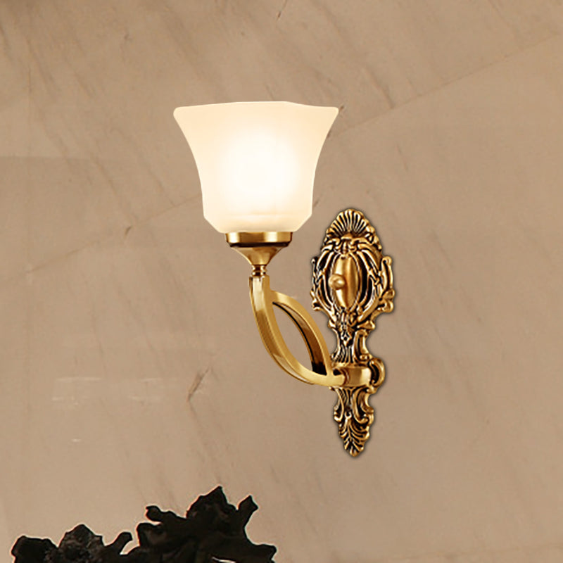 Frendorf | Metalen Gouden Wandverlichting Fixture Bel 1/2-Licht Moderne Stijl Wandlamp met Opale Glasschaduw