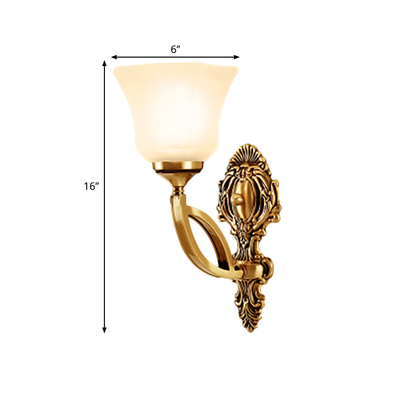 Frendorf | Metalen Gouden Wandverlichting Fixture Bel 1/2-Licht Moderne Stijl Wandlamp met Opale Glasschaduw