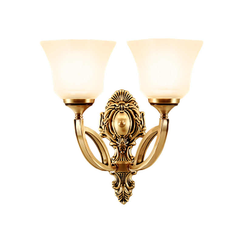 Frendorf | Metalen Gouden Wandverlichting Fixture Bel 1/2-Licht Moderne Stijl Wandlamp met Opale Glasschaduw