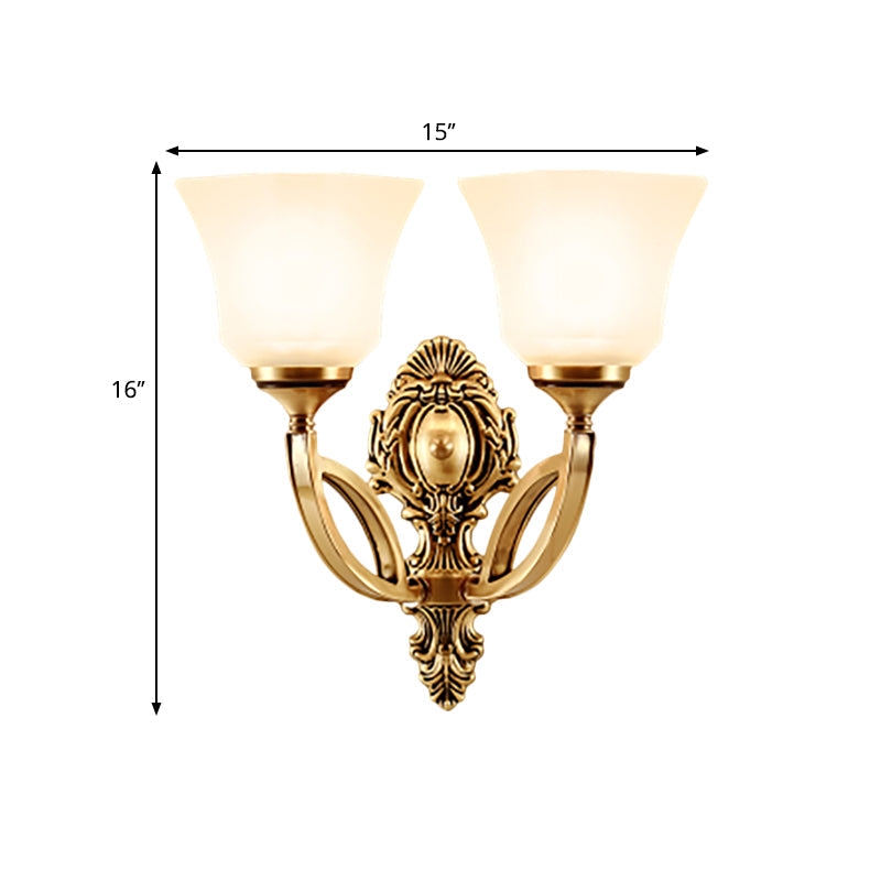 Frendorf | Metalen Gouden Wandverlichting Fixture Bel 1/2-Licht Moderne Stijl Wandlamp met Opale Glasschaduw