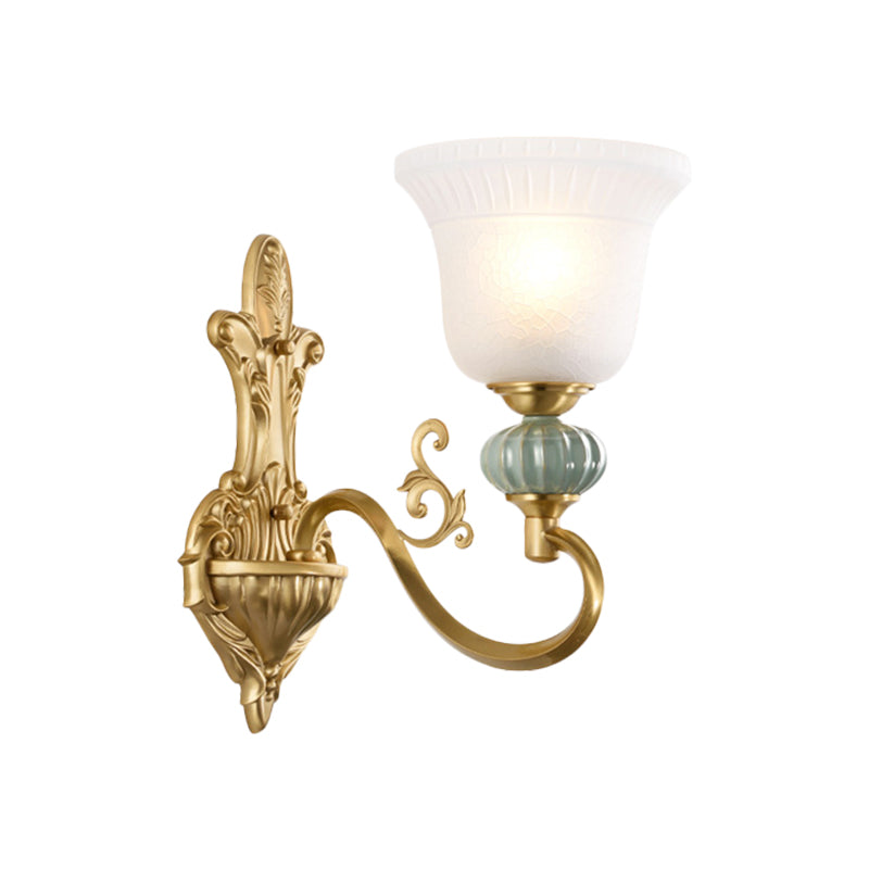 Frendorf | 1/2-Kopf Wandleuchte mit Glockenschirm Opalglas Modern Stilvolle Wohnzimmer Goldene Wandleuchte Lampe