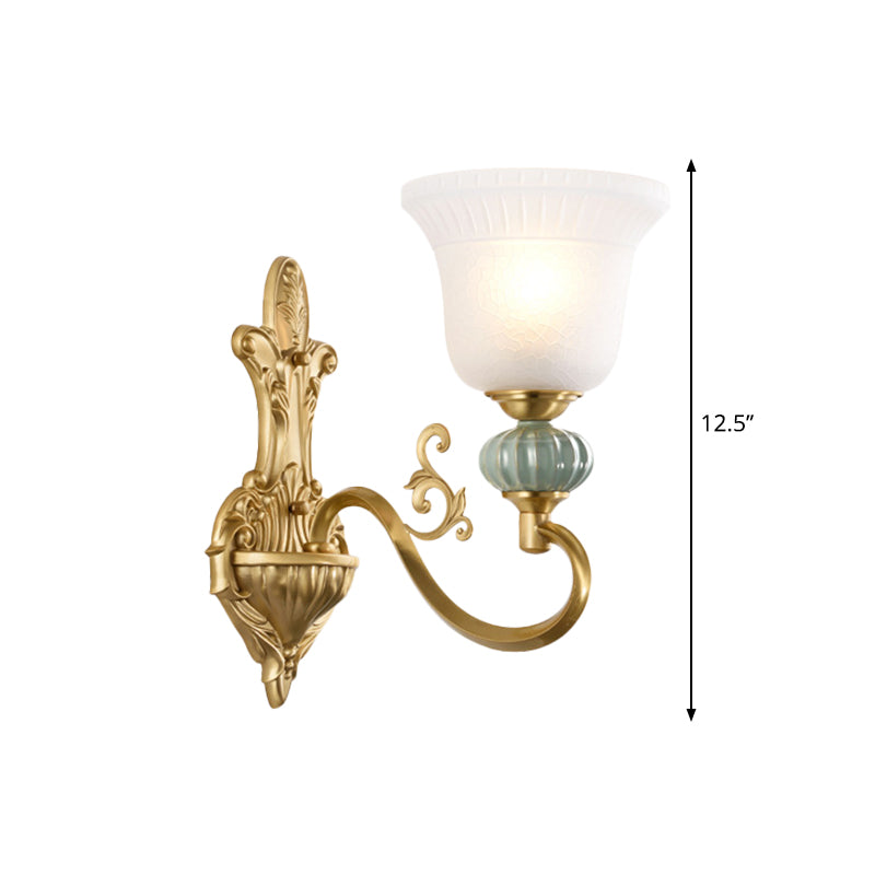 Frendorf | 1/2-Kopf Wandleuchte mit Glockenschirm Opalglas Modern Stilvolle Wohnzimmer Goldene Wandleuchte Lampe
