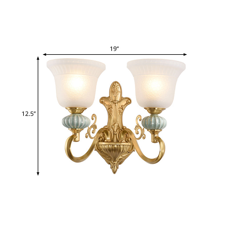 Frendorf | 1/2-Kopf Wandleuchte mit Glockenschirm Opalglas Modern Stilvolle Wohnzimmer Goldene Wandleuchte Lampe