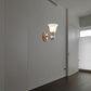 Frendorf | 1/2-Head Wandleuchte mit Glockenschirm Mattglas Vintage Schlafzimmer Wandleuchte in Messing