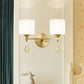 Frendorf | Drum Shade Flur Wandleuchte Modern Stil Milchglas 1/2-Birne Messing Finish Wandlampe mit Bernstein Kristall Drapierung