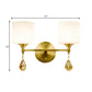 Frendorf | Drum Shade Flur Wandleuchte Modern Stil Milchglas 1/2-Birne Messing Finish Wandlampe mit Bernstein Kristall Drapierung