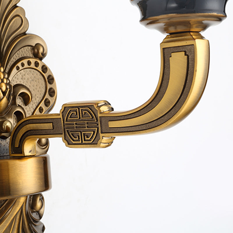 Frendorf | 1/2-Licht Wandmontageverlichting Vintage Stil Trommel Shade Witte Glazen Wandlamp in Messing