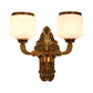Frendorf | 1/2-Licht Wandmontageverlichting Vintage Stil Trommel Shade Witte Glazen Wandlamp in Messing