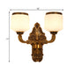 Frendorf | 1/2-Licht Wandmontageverlichting Vintage Stil Trommel Shade Witte Glazen Wandlamp in Messing
