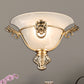 Frendorf | 1 Glühbirne Trompeten Wandlampe Kolonial Opalglas Wandleuchte mit Kupfer/Messing Löwenmetall Dekor für Nachttisch