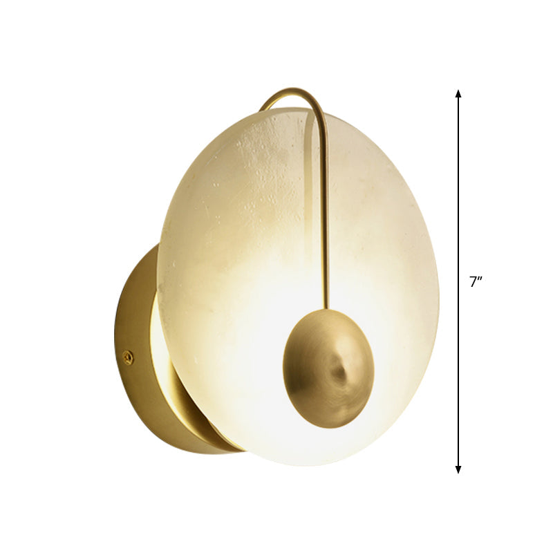 Frendorf | 7"/10" Breite Runde Wandleuchte Kolonialstil Acryl Opal Frosted 1 Kopf Wandleuchtenarmatur mit goldener Kurve
