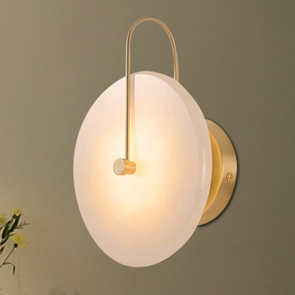 Frendorf | 7"/10" Breite Runde Wandleuchte Kolonialstil Acryl Opal Frosted 1 Kopf Wandleuchtenarmatur mit goldener Kurve