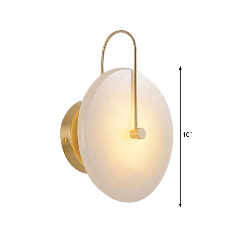 Frendorf | 7"/10" Breite Runde Wandleuchte Kolonialstil Acryl Opal Frosted 1 Kopf Wandleuchtenarmatur mit goldener Kurve
