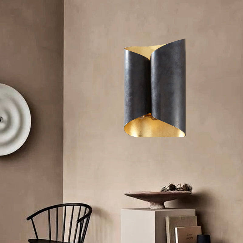 Frendorf | 2-Licht Scroll Wandlamp Eenvoudige Zwarte en Gouden IJzeren Wandgemonteerde Verlichtingsarmatuur