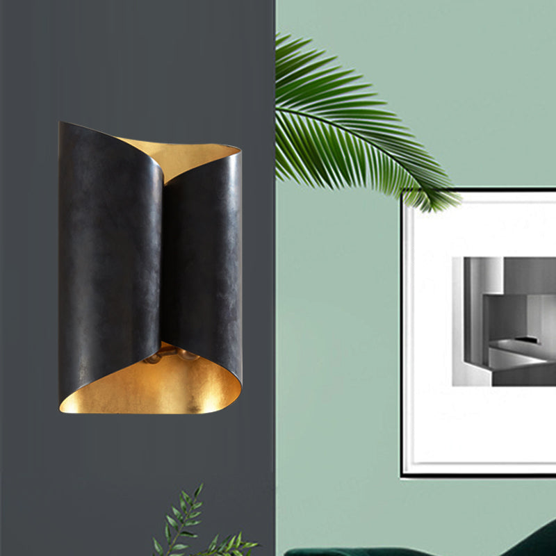 Frendorf | 2-Licht Scroll Wandlamp Eenvoudige Zwarte en Gouden IJzeren Wandgemonteerde Verlichtingsarmatuur