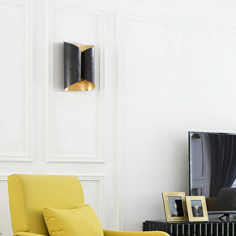 Frendorf | 2-Licht Scroll Wandlamp Eenvoudige Zwarte en Gouden IJzeren Wandgemonteerde Verlichtingsarmatuur