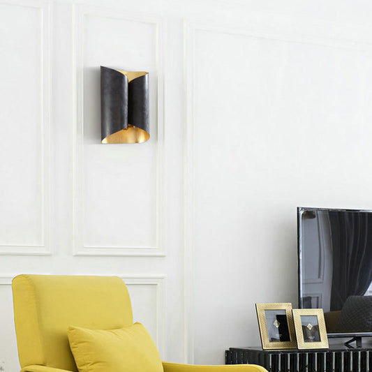 Frendorf | 2-Licht Scroll Wandlamp Eenvoudige Zwarte en Gouden IJzeren Wandgemonteerde Verlichtingsarmatuur