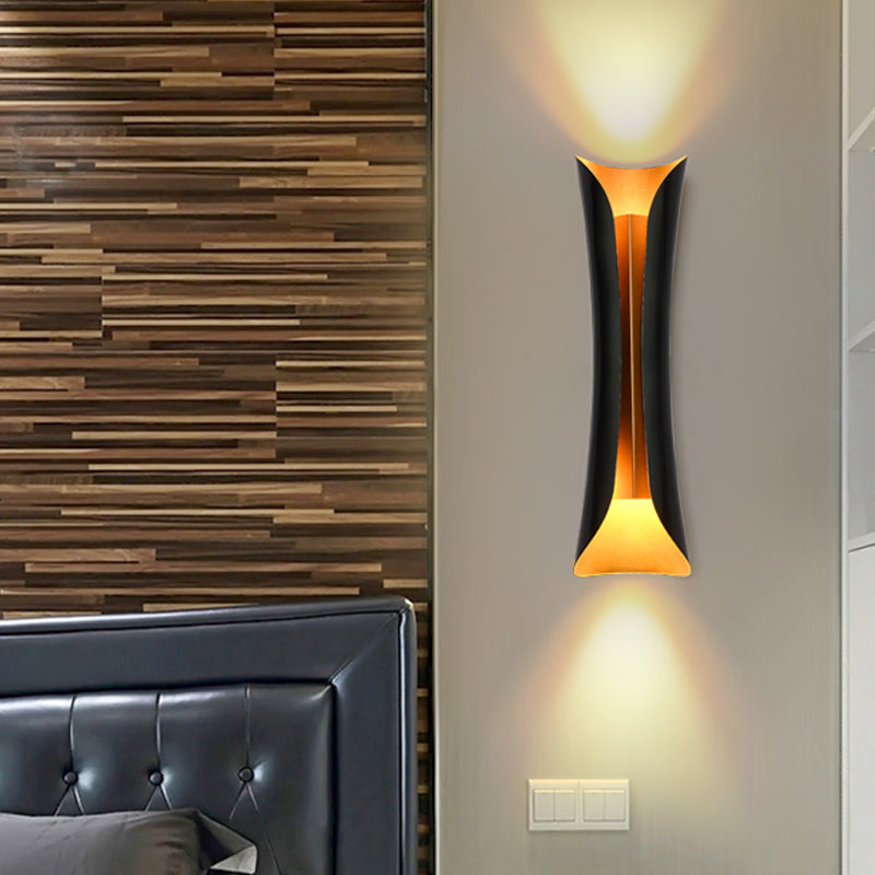 Frendorf | Moderne Curl Wandlamp 13"/21"/30" Hoogte 2 Lichten Metallic Binnen Wandverlichting in Zwart