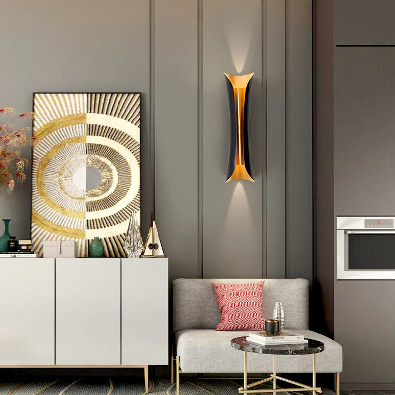 Frendorf | Moderne Curl Wandlamp 13"/21"/30" Hoogte 2 Lichten Metallic Binnen Wandverlichting in Zwart