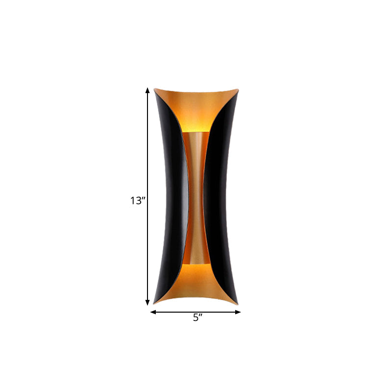 Frendorf | Moderne Curl Wandlamp 13"/21"/30" Hoogte 2 Lichten Metallic Binnen Wandverlichting in Zwart