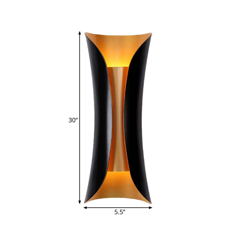 Frendorf | Moderne Curl Wandlamp 13"/21"/30" Hoogte 2 Lichten Metallic Binnen Wandverlichting in Zwart