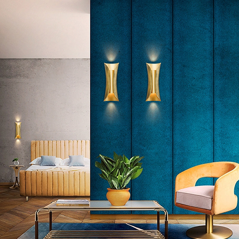 Frendorf | 13"/21"/30" H 2 Köpfe Wandleuchte Sconce Einfachheit Geformte Metall Wandmontage Lampe, Messing/Gold/Naturholz-Finish