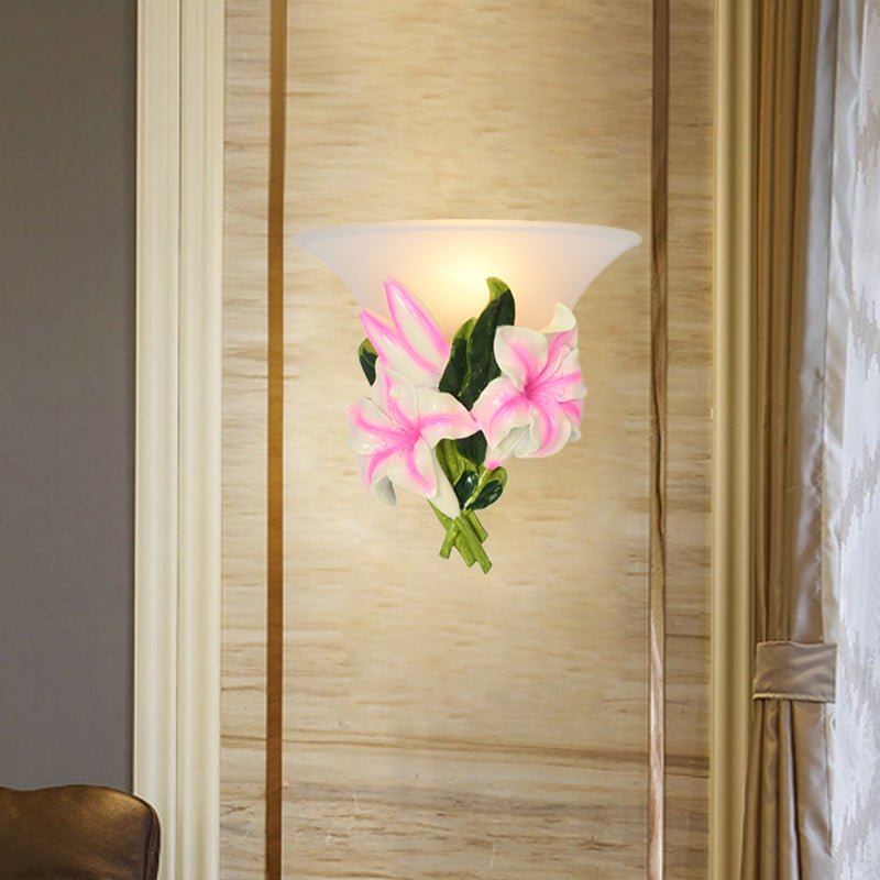 Frendorf | 1 Licht Har Wall Lamp Modern Stylisch Exquisite Pink Floral Flush Mount Wandlamp