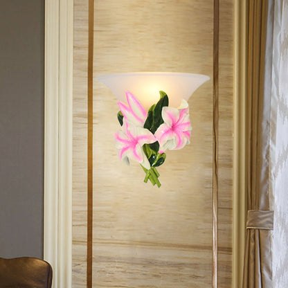 Frendorf | 1 Licht Har Wall Lamp Modern Stylisch Exquisite Pink Floral Flush Mount Wandlamp
