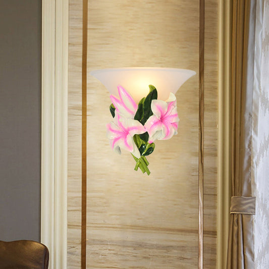 Frendorf | 1 Licht Har Wall Lamp Modern Stylisch Exquisite Pink Floral Flush Mount Wandlamp