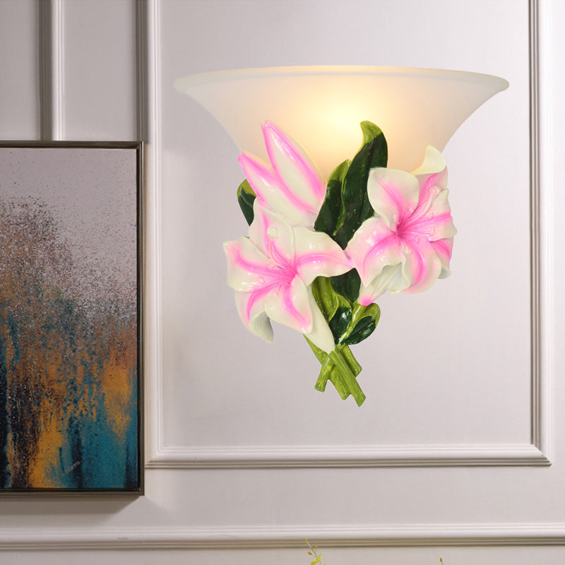 Frendorf | 1 Licht Har Wall Lamp Modern Stylisch Exquisite Pink Floral Flush Mount Wandlamp