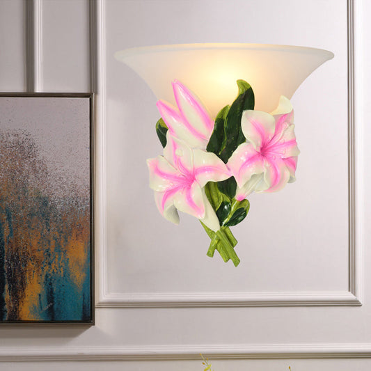 Frendorf | 1 Licht Har Wall Lamp Modern Stylisch Exquisite Pink Floral Flush Mount Wandlamp