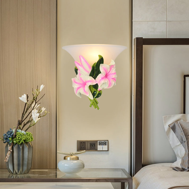 Frendorf | 1 Licht Har Wall Lamp Modern Stylisch Exquisite Pink Floral Flush Mount Wandlamp