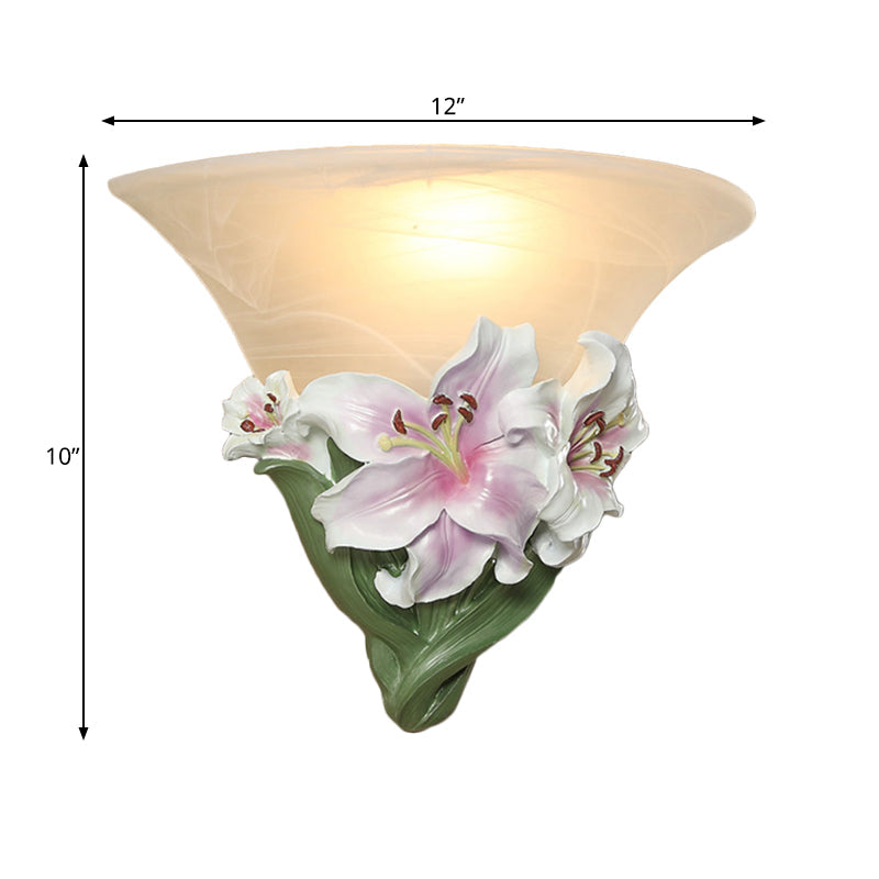 Frendorf | Witte/Roze Lelie Wandlamp Eigentijdse Hars 1 Kop Wandverlichting Ideeën met Gezoet Glazen Lampenkap