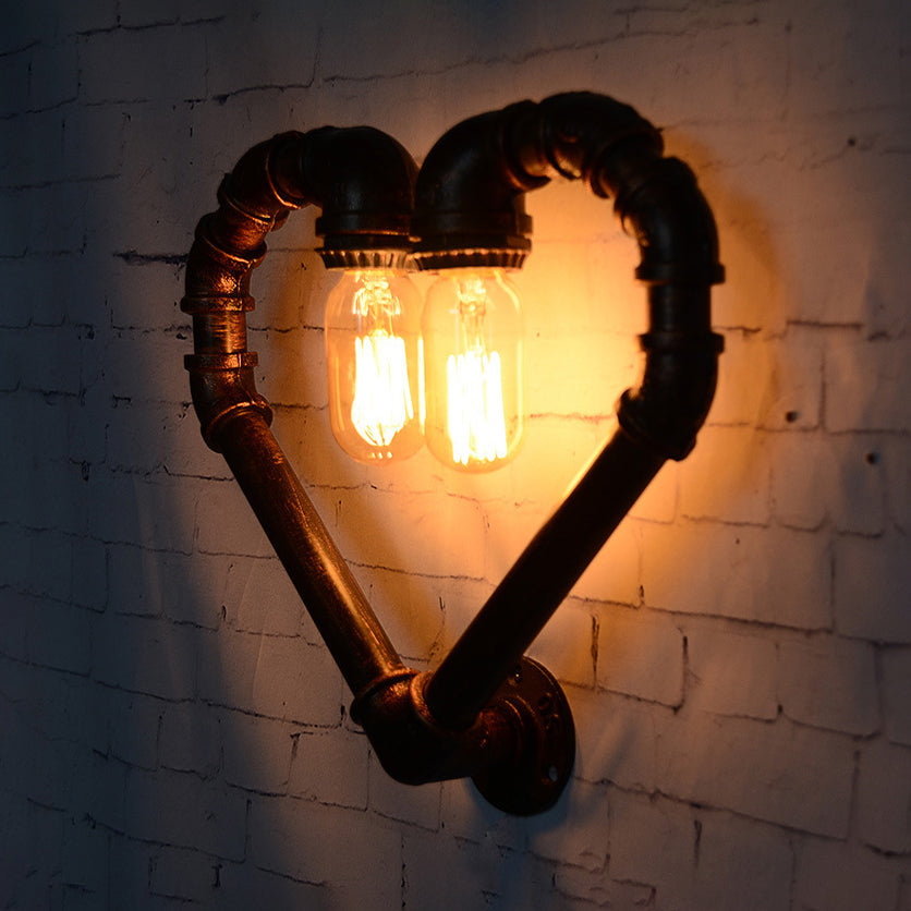 Frendorf | Loving Heart Metall Wandlampe mit Rohrdesign Industrial 2/10 Lichter Restaurant Wandleuchte Beleuchtung Fixture in Bronze