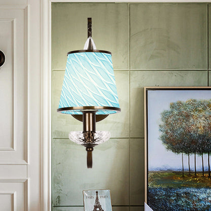 Frendorf | 1 Kopf Wandbeleuchtung mit Kegel-Schirm Beige/Blautürkis/Grün Glas Zeitgenössischer Stil Flur Wandleuchte