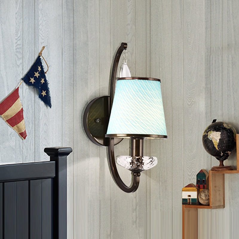 Frendorf | 1 Kopf Wandbeleuchtung mit Kegel-Schirm Beige/Blautürkis/Grün Glas Zeitgenössischer Stil Flur Wandleuchte