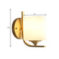 Frendorf | 1 Lichttrommel Schirm Wand Sconce Licht Modernismus Stil Weißes Glas Wandlampe in Messing für Schlafzimmer