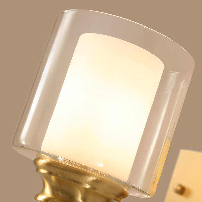 Frendorf | Klar Glas Trommel Wandmontierte Leuchte Modern Stil 1 Kopf Esszimmer Wandbeleuchtung in Messing