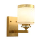Frendorf | 1 Licht Wandlamp Moderne Stijl Drum Shade Witte Glas Wandverlichting Fixture in Messing voor Gang