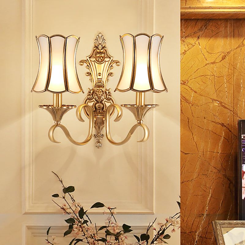Frendorf | 1/2 lampen wandschilder traditionelle messing gebogene metall wandlicht einrichtung für wohnzimmer