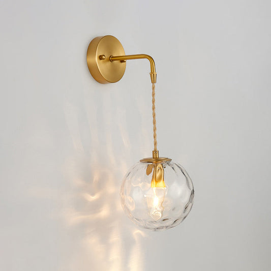 Frendorf | 1-Licht Nachtkastje Wand Sconces Licht Eenvoudige Messing Wandlamp Met Bal Waterglas Schaduw
