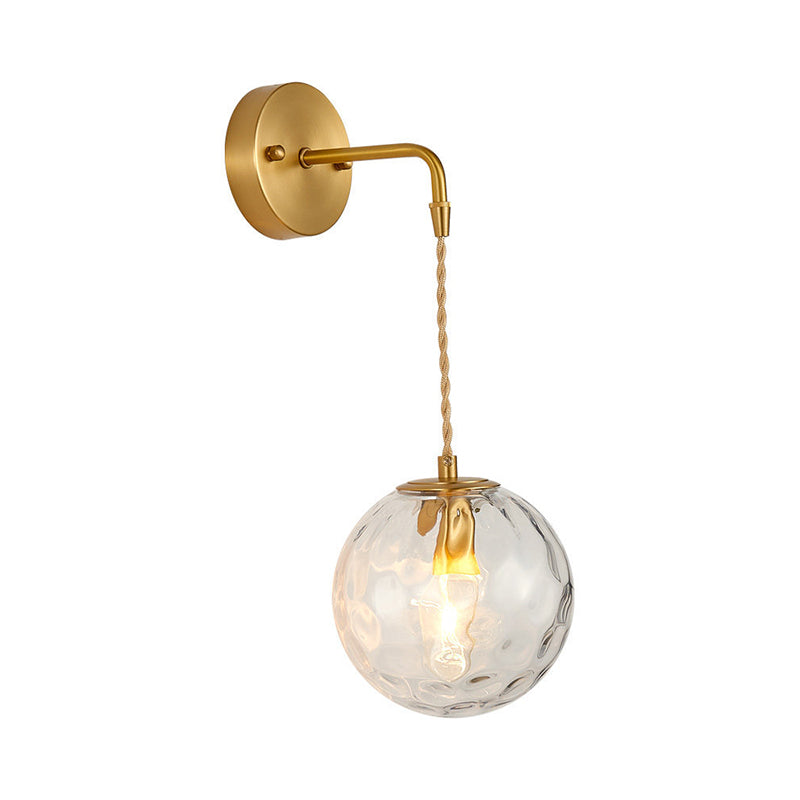 Frendorf | 1-Licht Nachtkastje Wand Sconces Licht Eenvoudige Messing Wandlamp Met Bal Waterglas Schaduw
