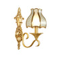 Frendorf | 1/2 Fassung Metall Wandlampe Traditionell Messing Geschwungen Wohnzimmer Wandlicht Leuchte